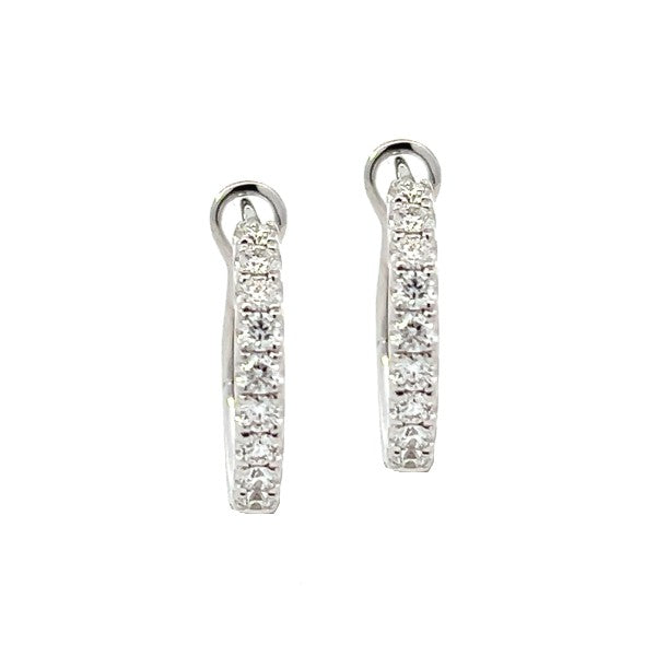 18K White Gold Small Diamond Hoop Earrings 0.50cttw