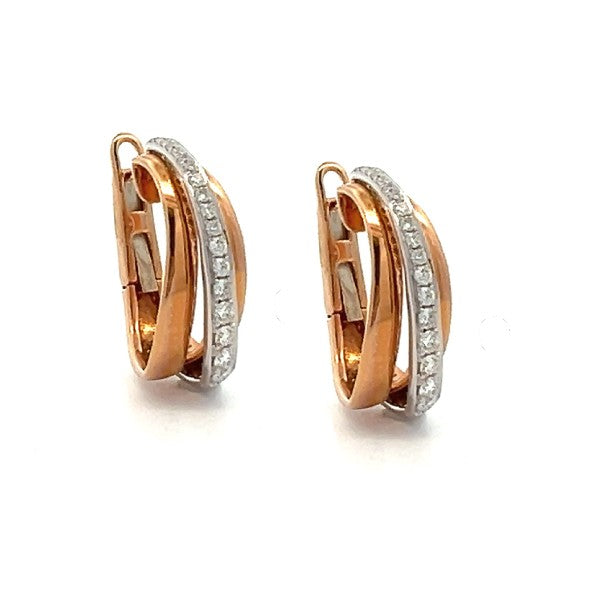 18K Rose Gold 3-D Ribbon Diamond Hoops - FINAL SALE