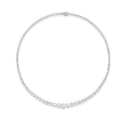 18K White Gold Graduated Hexagon Tennis Necklace