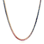 Load image into Gallery viewer, 14K Yellow Gold Rainbow Sapphire Tennis Necklace
