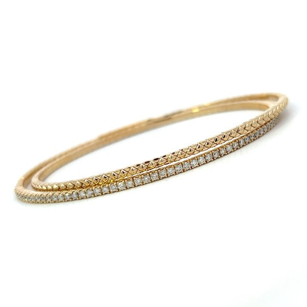 14K Yellow Gold Diamond Flexible Double Wrap Bracelet