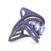 ETHO MARIA 18K Rose Gold Blue Sapphire Fashion Ring