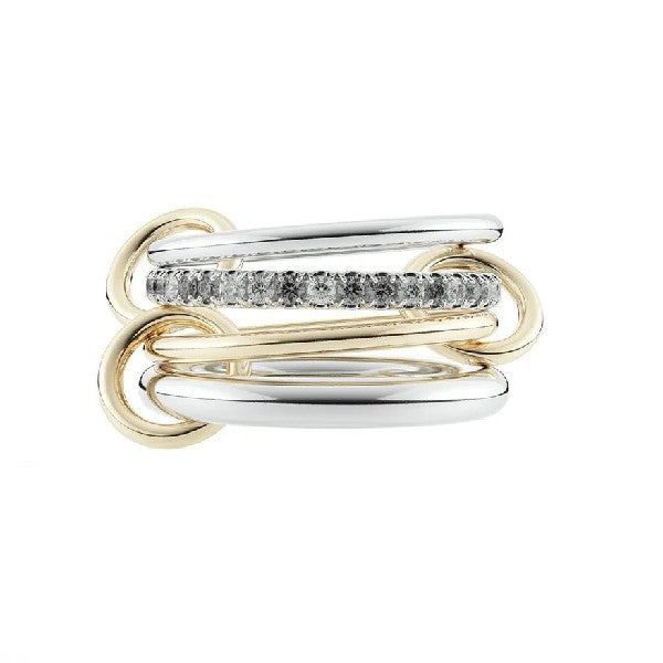 SPINELLI KILCOLLIN Sterling Silver and 18K Yellow Gold Nimbus SG Gris Four Link Diamond Ring