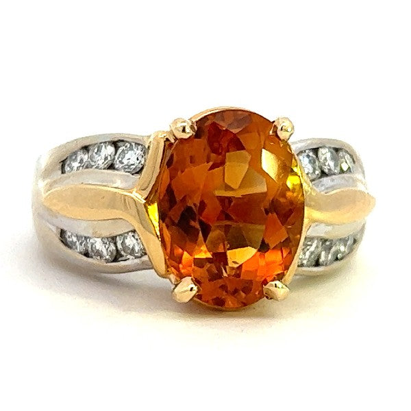 14K Yellow Gold Citrine and Diamond Ring - FINAL SALE