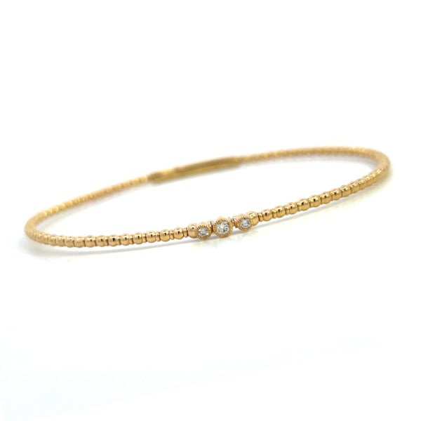 14K Yellow Gold Flexible Diamond Bangle Bracelet
