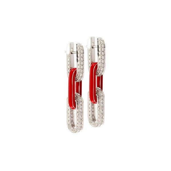 ETHO MARIA 18K White Gold & Red Ceramic Diamond Earrings