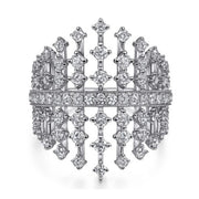 14K White Gold Bursting Diamonds Ring