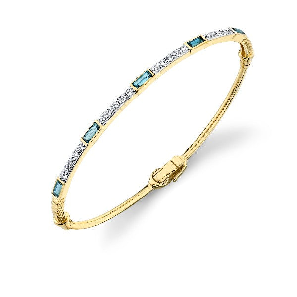 SLOANE STREET London Blue Topaz and Diamond Bangle Bracelet