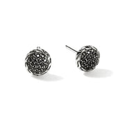 JOHN HARDY Sterling Silver Black Pave Sapphire Stud Earrings 7mm