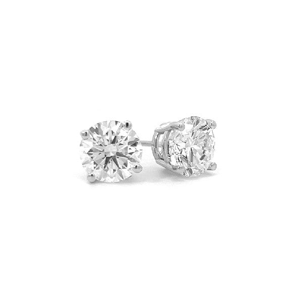 Lab Grown Round Diamond Stud Earrings 3.00 cttw 14K White Gold 4-Prong Setting