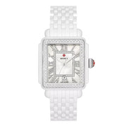 MICHELE Deco Madison White Ceramic Diamond Watch