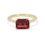 14K Yellow Gold Garnet and Diamond Ring