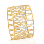 Load image into Gallery viewer, 14K Yellow Gold Wide Paperclip Bangle Diamond Bracelet