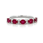 18K White Gold Alternating Ruby and Diamond Ring