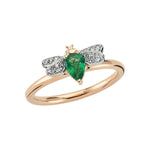 Load image into Gallery viewer, Honey Bee Diamond &amp; Emerald Bee Ring
