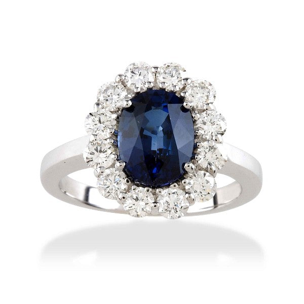 Sapphire And Diamond Halo Ring