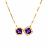 Load image into Gallery viewer, 14K Yellow Gold Toi-Et-Moi Amethyst and Diamond Necklace