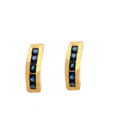 14K Yellow Gold Channel-Set Sapphire Stud Earrings
