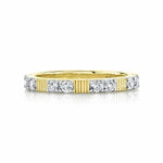 Load image into Gallery viewer, SLOANE STREET 18K Yellow Gold White Diamond and Strie Band
