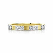 SLOANE STREET 18K Yellow Gold White Diamond and Strie Band