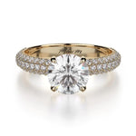 Load image into Gallery viewer, MICHAEL M 18K Yellow Gold Crown Round Hidden Halo Pave Engagement Ring
