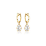 18K Yellow Gold Huggie Bezel-Set Pear Diamond Drop Earrings