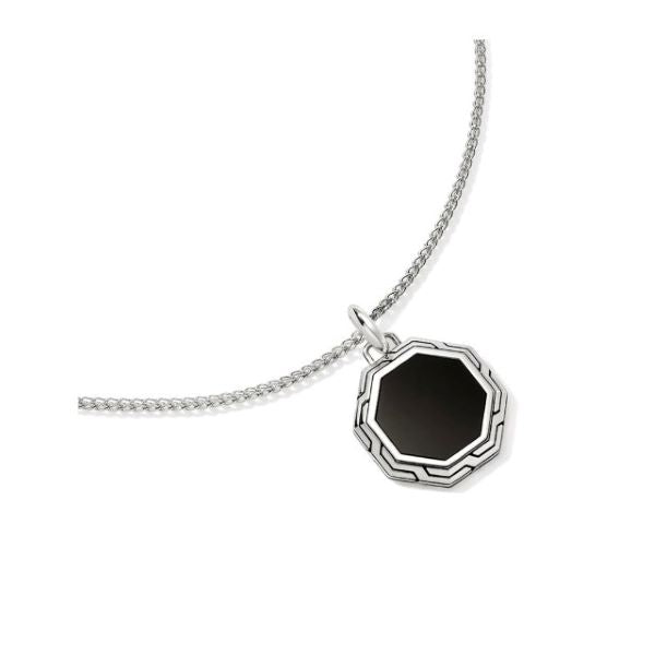 Men's Silver Black Onyx Pendant Necklace