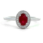Load image into Gallery viewer, Ruby and Diamond Halo Ring