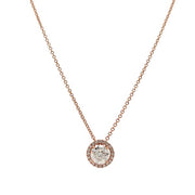 14K Rose Gold Diamond Halo Necklace