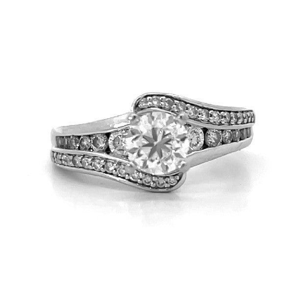 ESTATE 14K White Gold Diamond Bypass Engagement Ring