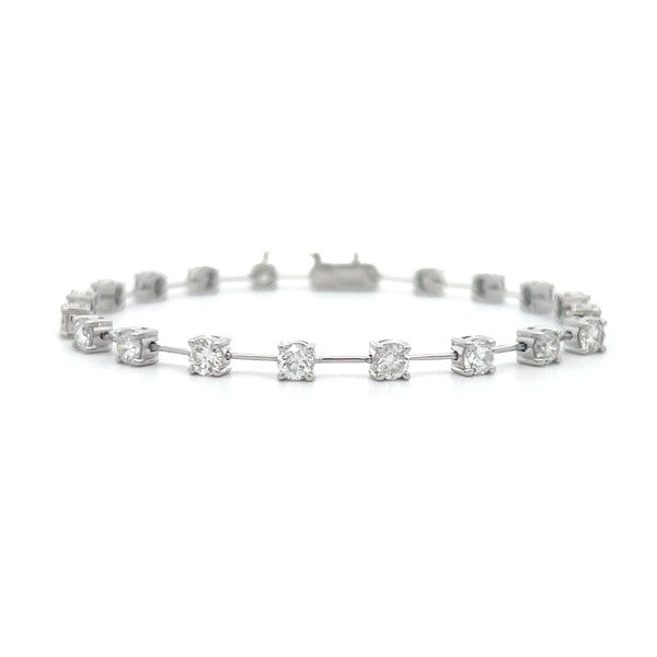18K White Gold Diamond Bar Bracelet 4.00cttw