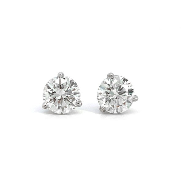 14K White Gold 3-prong Martini Natural Diamond Stud Earrings 2.01cttw