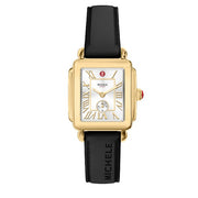 MICHELE Deco Sport Mid 18K Gold-Plated Watch Black Silicone Strap