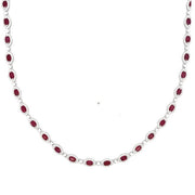 18K White Gold Ruby and Diamond Halo Collar Necklace