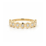 Load image into Gallery viewer, 14K Yellow Gold Geometric Diamond Bezel Ring