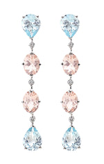 Load image into Gallery viewer, Naturelle Aqumarine and Pink Morganite Long Earrings
