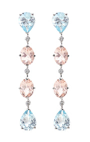 CASATO Naturelle Aquamarine and Pink Morganite Long Earrings