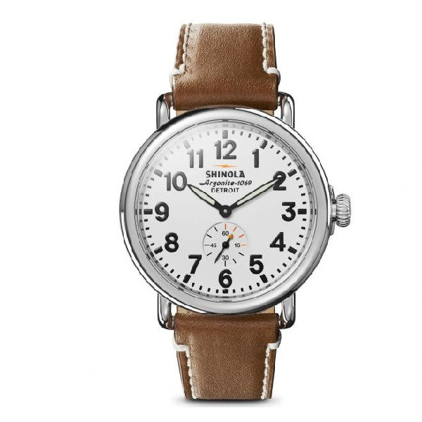 SHINOLA Runwell Sub Second 41mm White Dial Leather Strap Watch