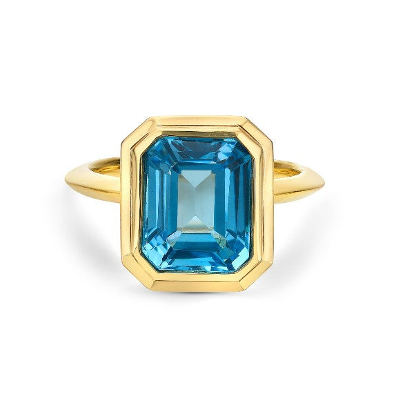 14K Yellow Gold  Swiss Blue Topaz Ring