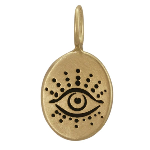 HEATHER B MOORE 14K Yellow Gold Oval Evil Eye Charm