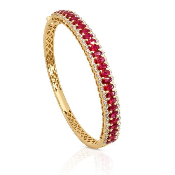 14K Yellow Gold Diamond and Ruby Bracelet