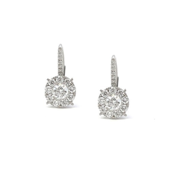 14K White Gold Diamond Cluster Earrings 1.56cttw