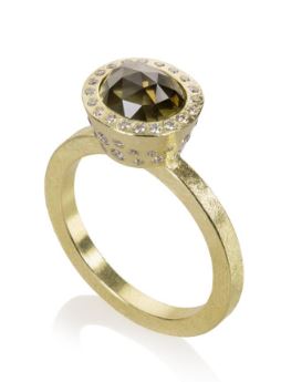 TODD REED Rose Cut Chocolate Diamond Halo Ring