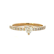 14K Yellow Gold Diamond Heart Stackable Ring