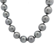 14K White Gold Tahitian Pearl Necklace with Diamond Clasp