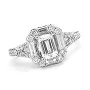 Diamond Emerald Halo Engagement Ring