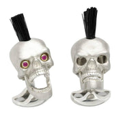 DEAKIN & FRANCIS Mohican Skull Cufflinks with Ruby Eyes - FINAL SALE