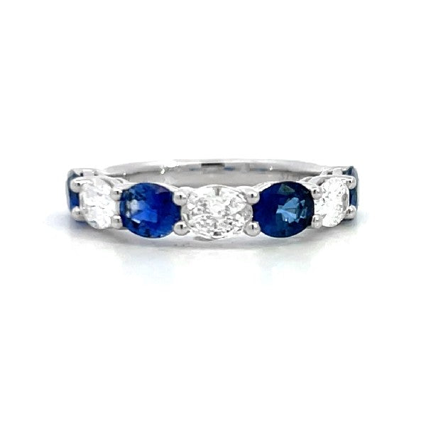 VALANI 18K White Gold Alternating Sapphire and Diamond Ring