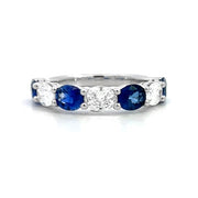 VALANI 18K White Gold Alternating Sapphire and Diamond Ring