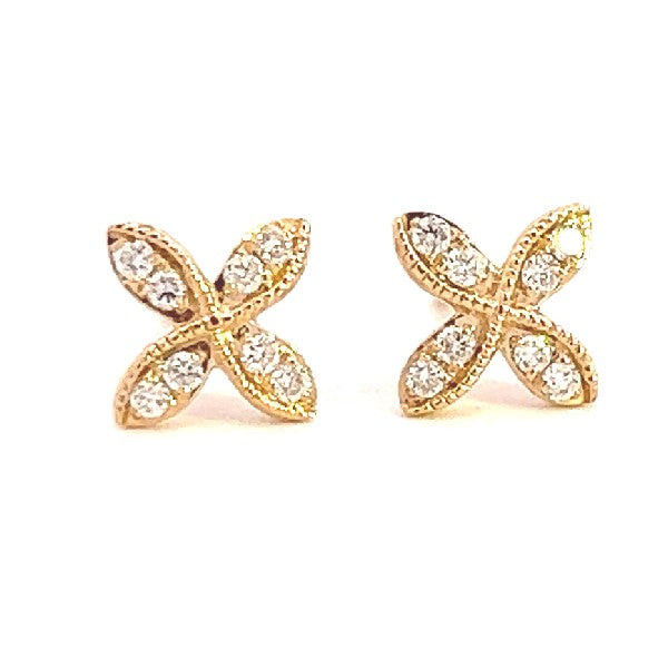 Diamond Flower Stud Earrings